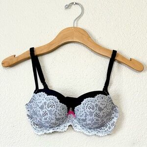 Victoria’s Secret Dream Angels Lined Demi Bra - Size 32D, Black & White